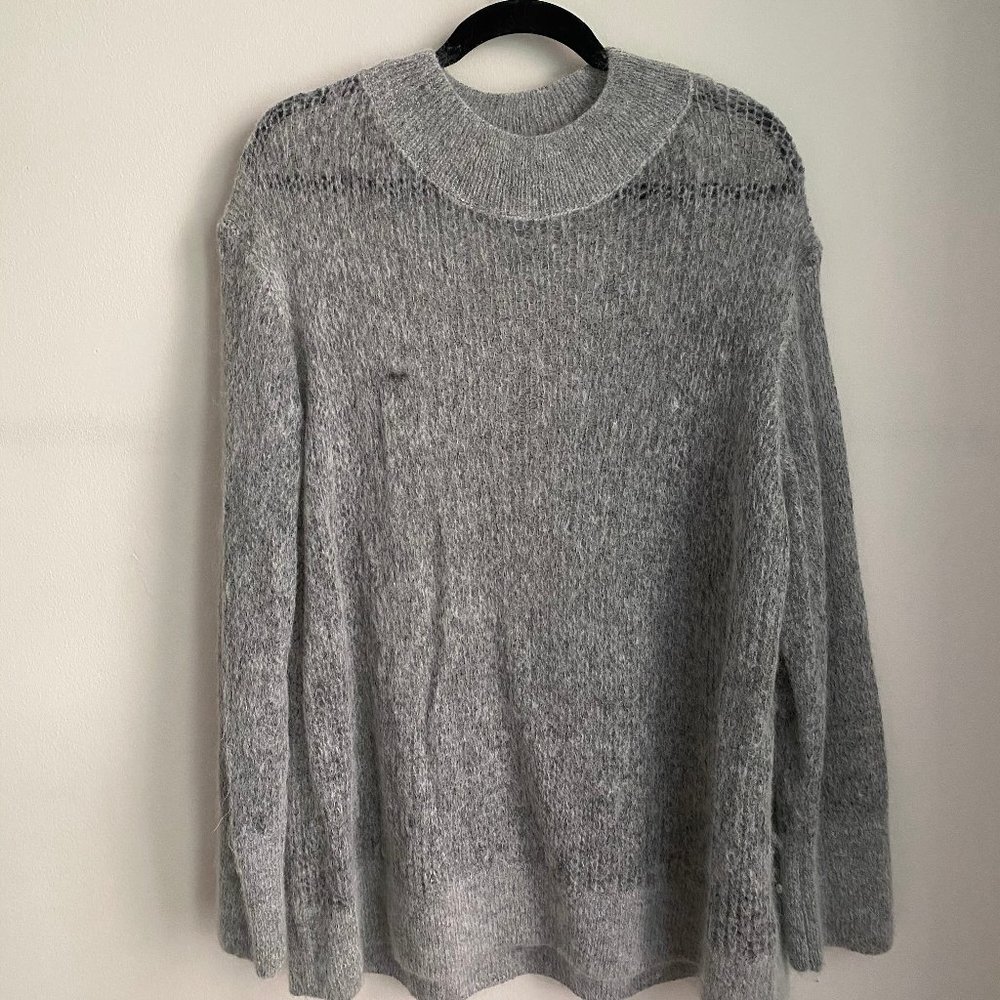 & Other Stories Grey Mohair Blend Sheer Sweater
